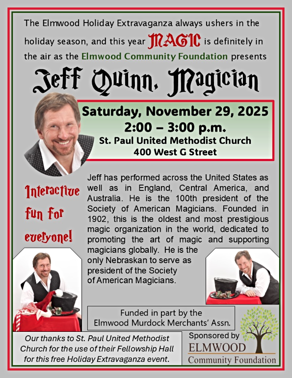 2025 11 19 ELM Comm. Found. Jeff Quinn Magician Flyer
