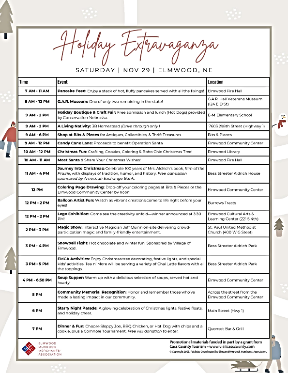 2025 11 19 ELM Holiday Extrav Schedule of Events