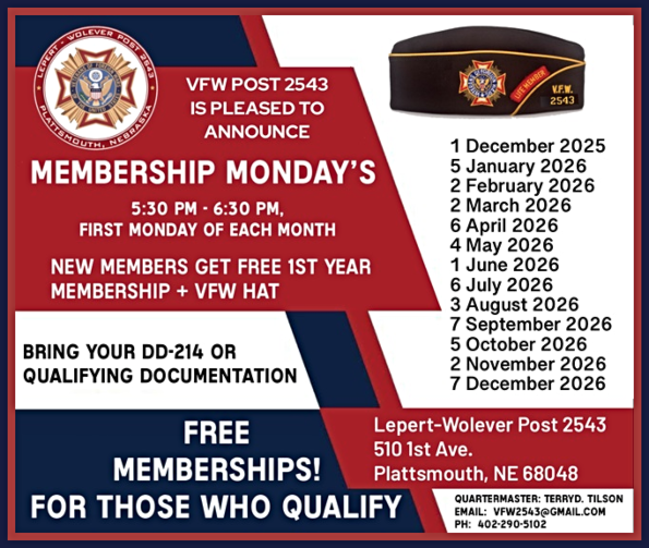 2025 11 19 PLT VFW new member post 2543 members