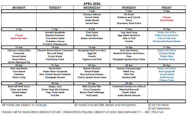 2026 04 01 ELM APRIL MENU