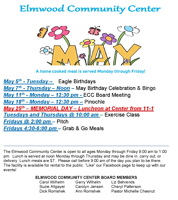 2026 050 06 ELM CC May Schedule of events