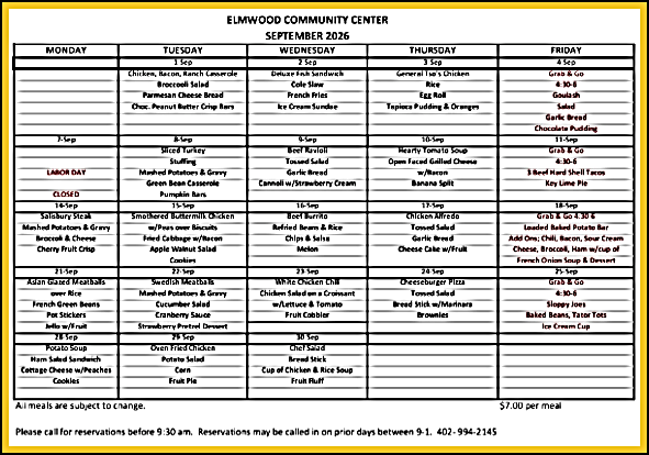 2026 09 02 Elmwood Community Center Menu 1