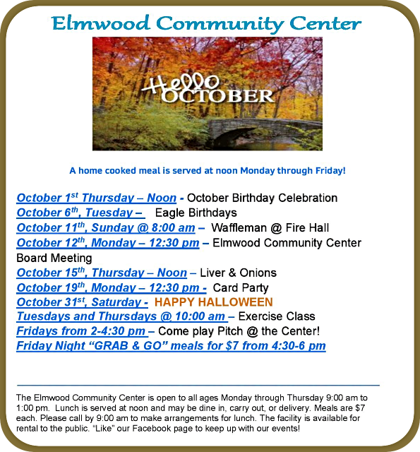 2026 09 30 ELM C CNTR Oct activities