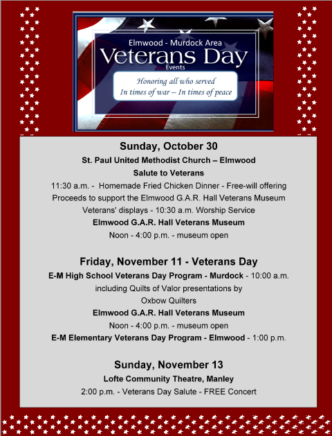 2016 10 26 ELM Veterans Day events