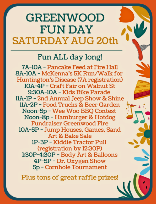 2022 08 10 GRN fun day schedule 1