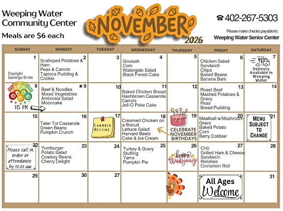 2026 10 28 WW Senior center menu