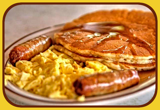 pancakes eggs sausage